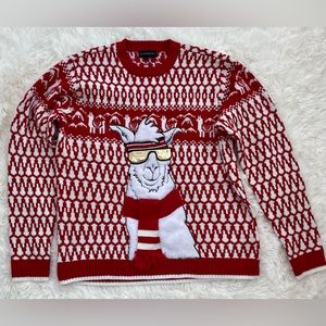 Blizzard Bay Red & White Llama Christmas South American Chile Sweater XL NWOT